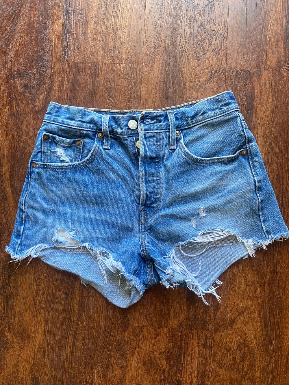 Levi's premium Vintage Blue Distressed Jean Shorts